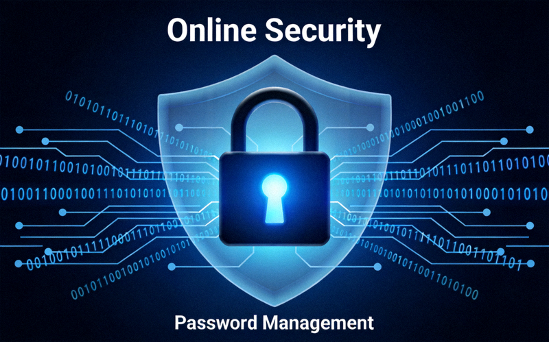 온라인 보안과 비밀번호 관리를 상징하는 디지털 이미지